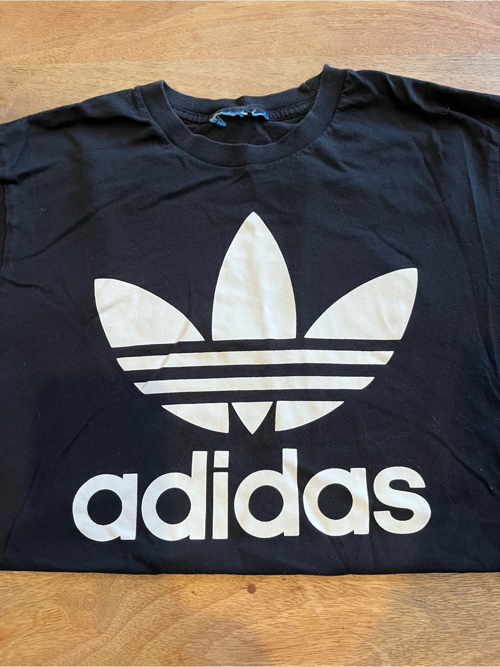 adidas Black Short-Sleeve Tee with White Trefoil and Wordmark